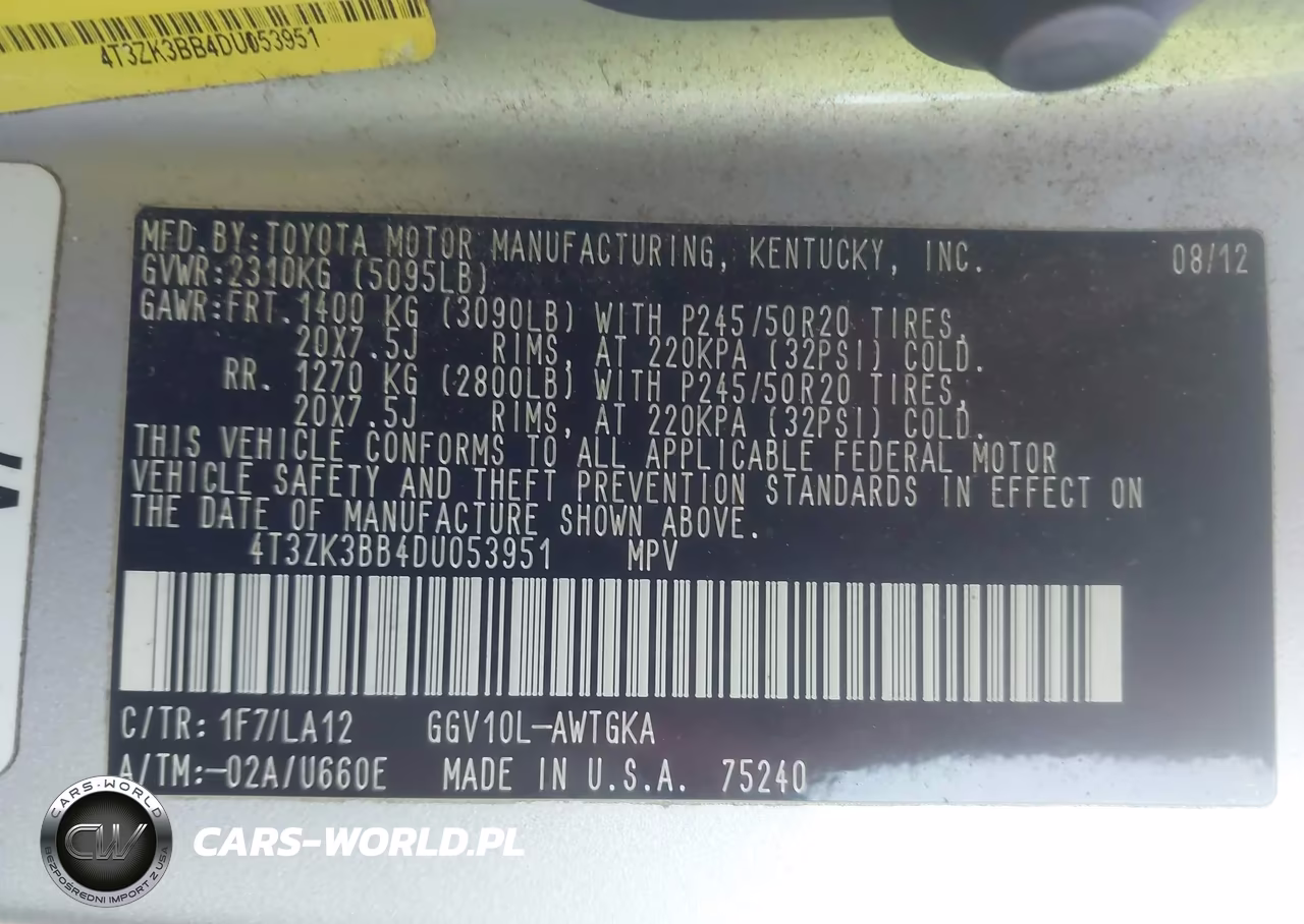 2013 Toyota Venza Xle V6 VIN:4T3ZK3BB4DU053951 - 9