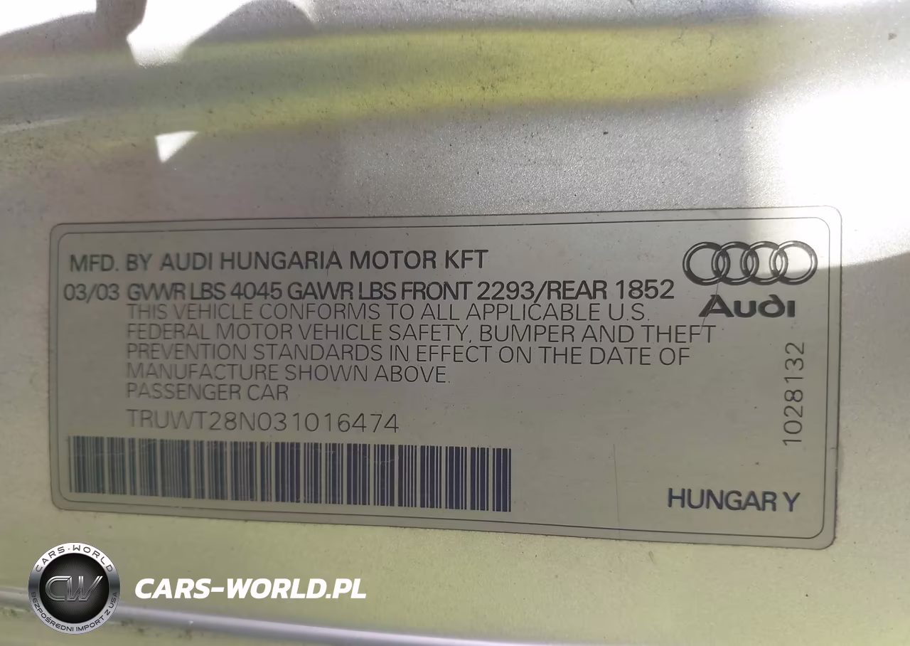 2003 Audi Tt 1.8L VIN:TRUWT28N031016474 - 9