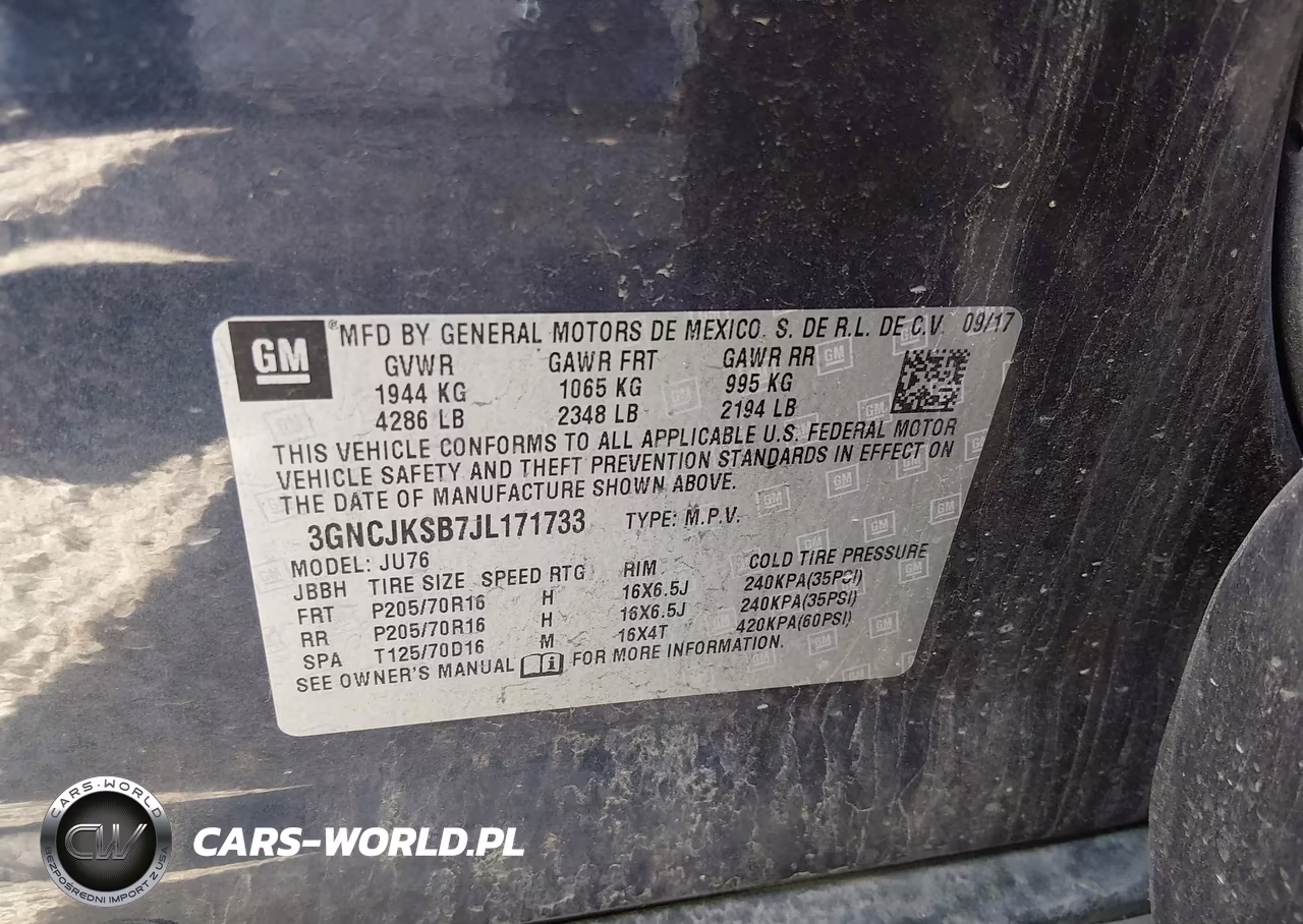 2018 Chevrolet Trax Ls VIN:3GNCJKSB7JL171733 - 9