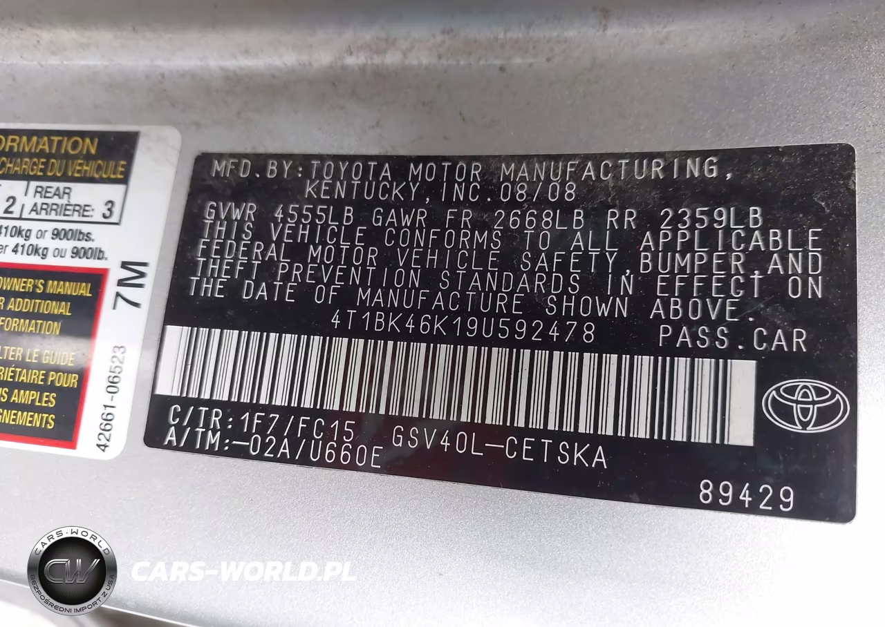 2009 Toyota Camry Se V6 VIN:4T1BK46K19U592478 - 9