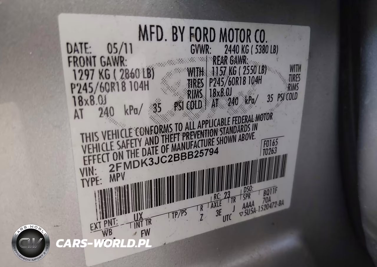 2011 Ford Edge Sel VIN:2FMDK3JC2BBB25794 - 9