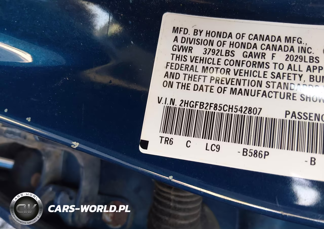 2012 Honda Civic Ex VIN:2HGFB2F85CH542807 - 9