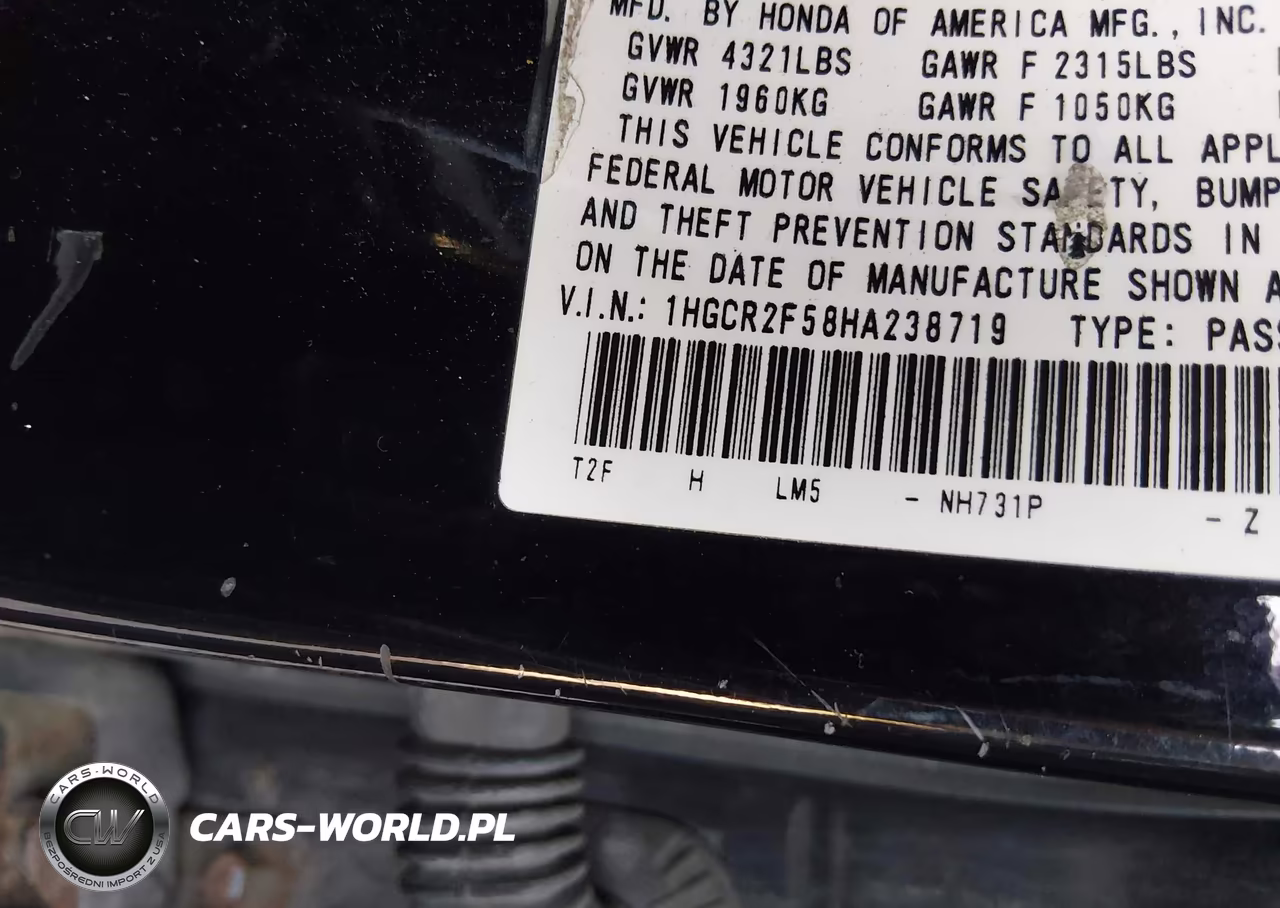 2017 Honda Accord Sport VIN:1HGCR2F58HA238719 - 9