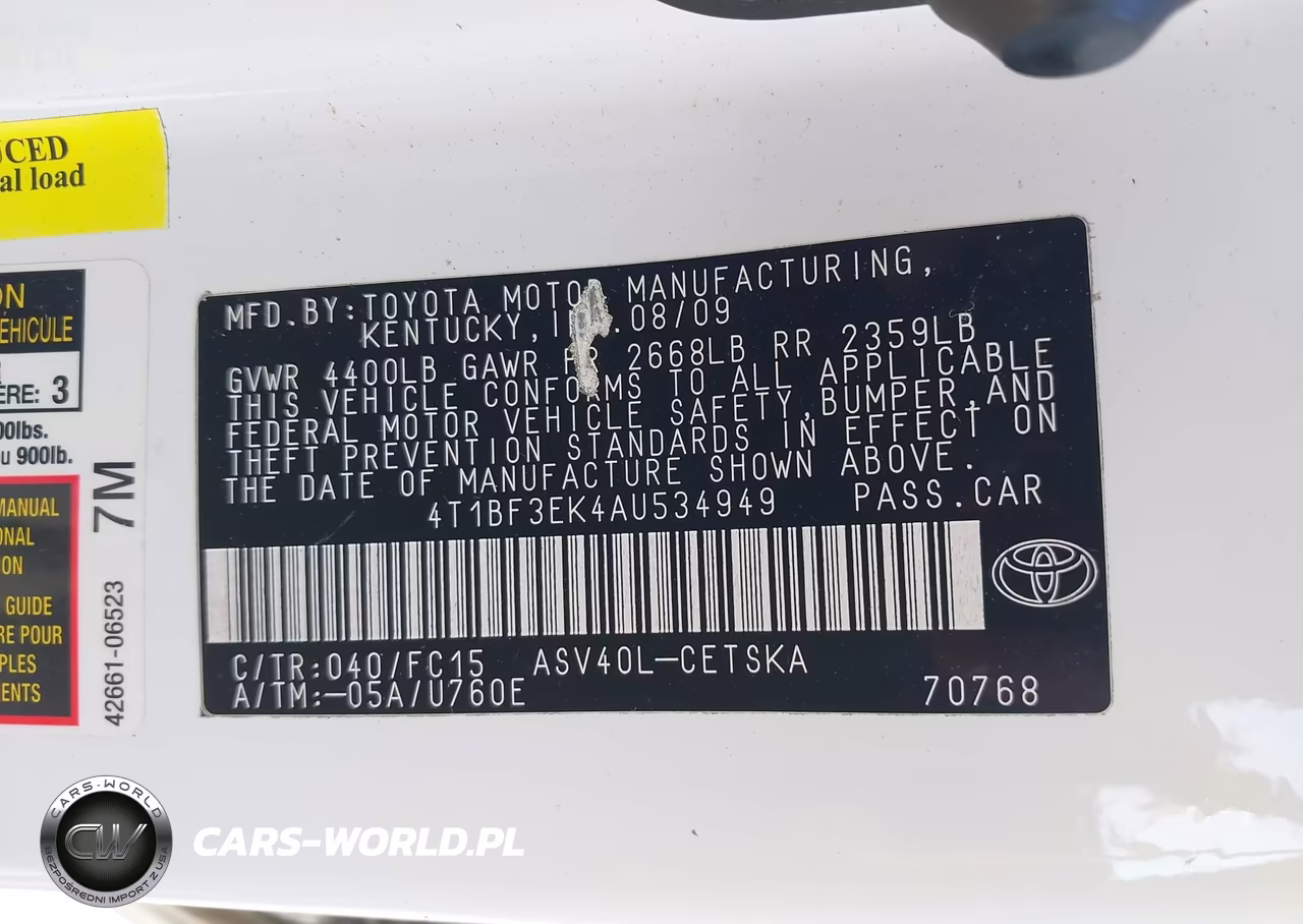 2010 Toyota Camry Se VIN:4T1BF3EK4AU534949 - 9