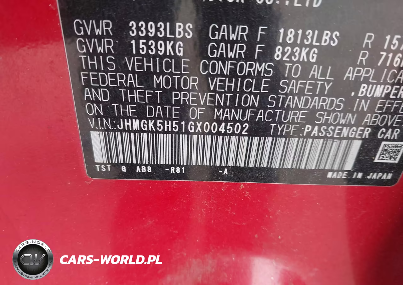 2016 Honda Fit Lx VIN:JHMGK5H51GX004502 - 9