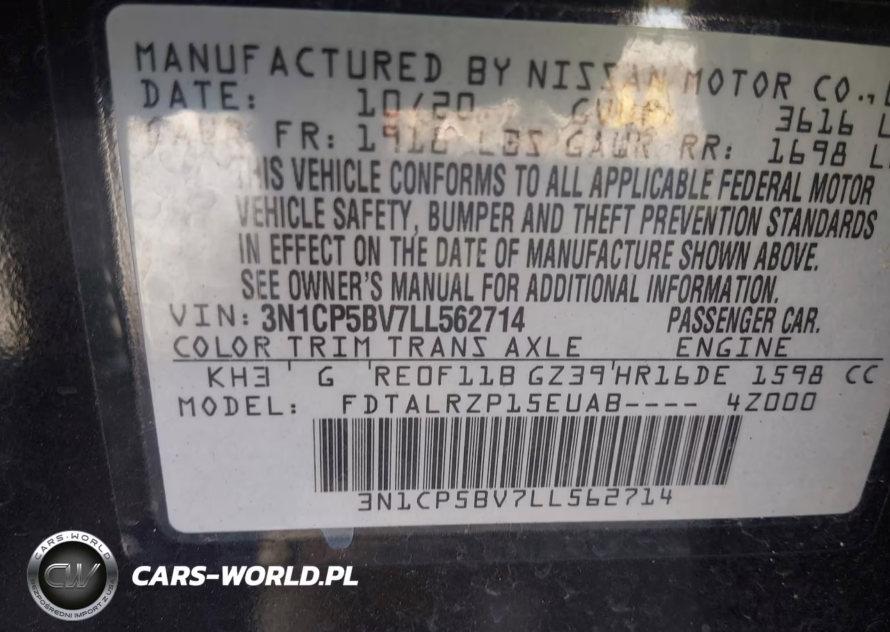 2020 Nissan Kicks S Xtronic Cvt VIN:3N1CP5BV7LL562714 - 9