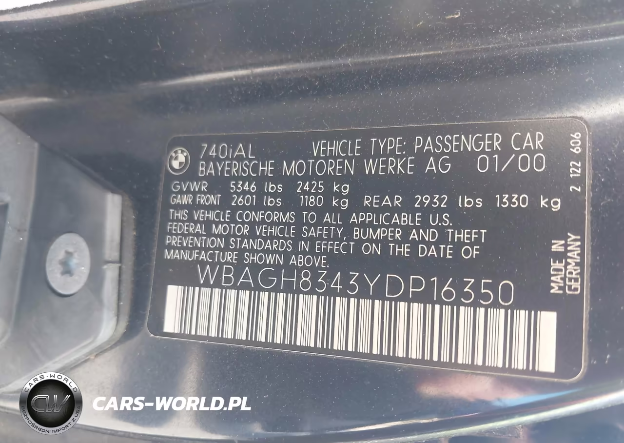 2000 BMW 740Il VIN:WBAGH8343YDP16350 - 9