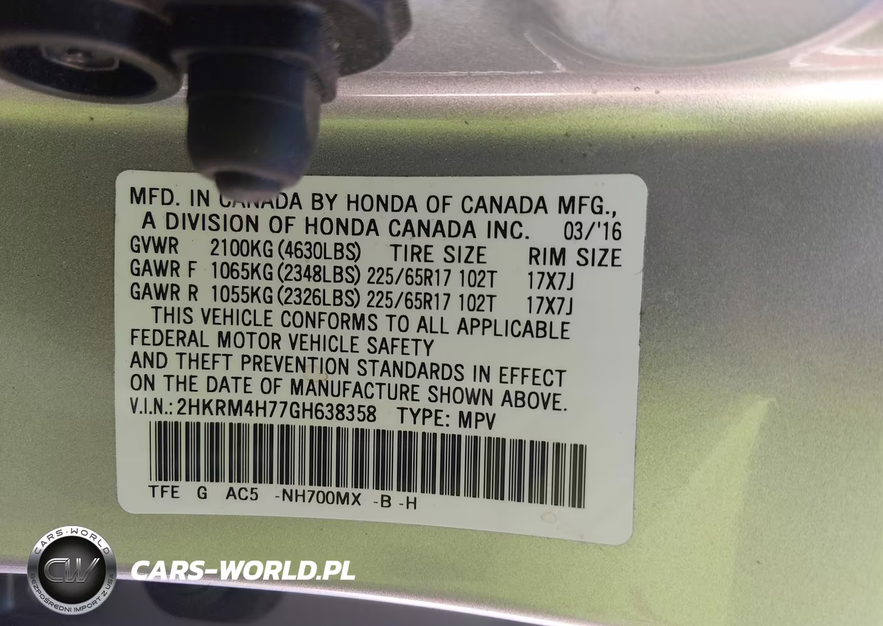 2016 Honda Cr-V Ex-L VIN:2HKRM4H77GH638358 - 9