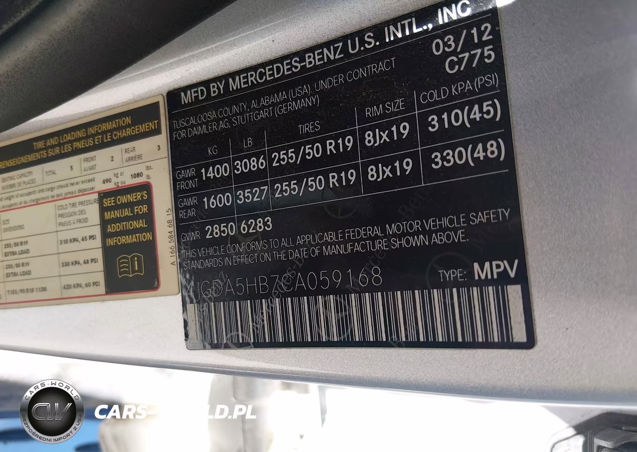 2012 Mercedes-Benz Ml 350 4Matic VIN:4JGDA5HB7CA059168 - 9