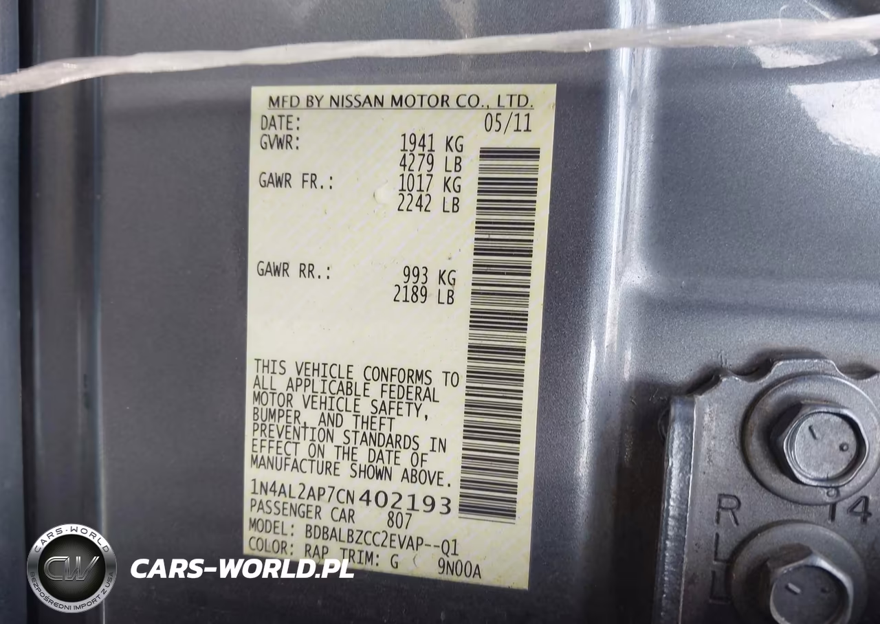 2012 Nissan Altima 2.5 S VIN:1N4AL2AP7CN402193 - 9