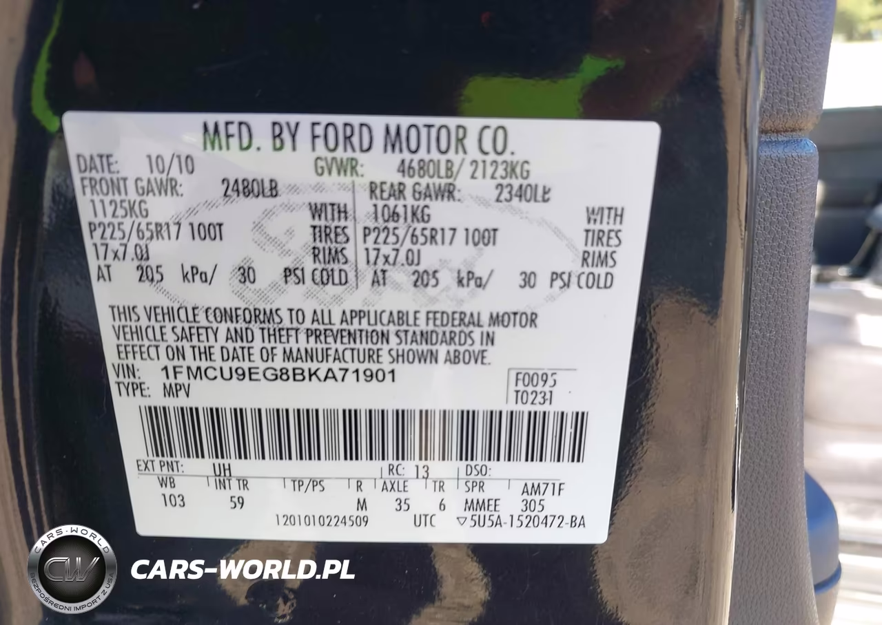 2011 Ford Escape Limited VIN:1FMCU9EG8BKA71901 - 9