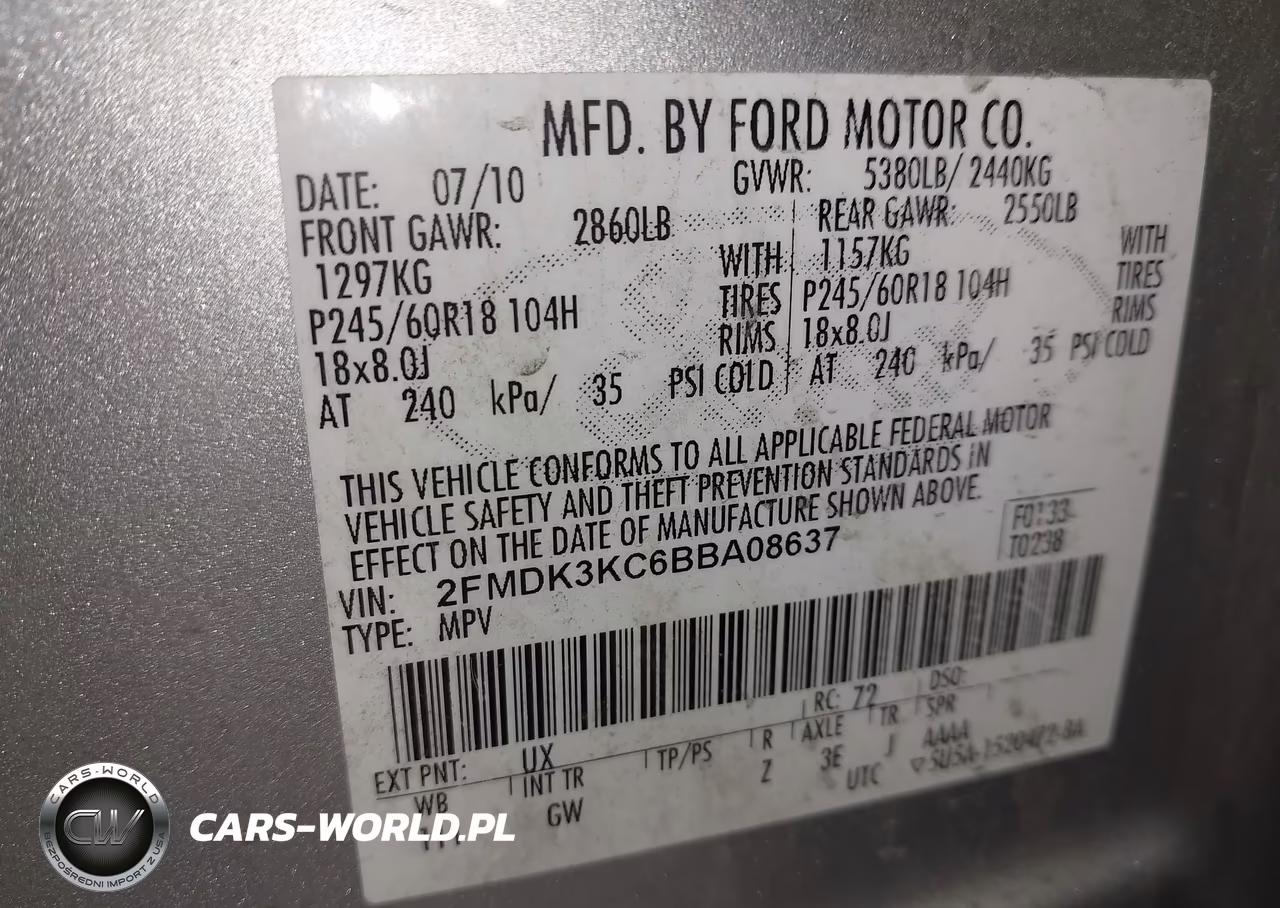 2011 Ford Edge Limited VIN:2FMDK3KC6BBA08637 - 9