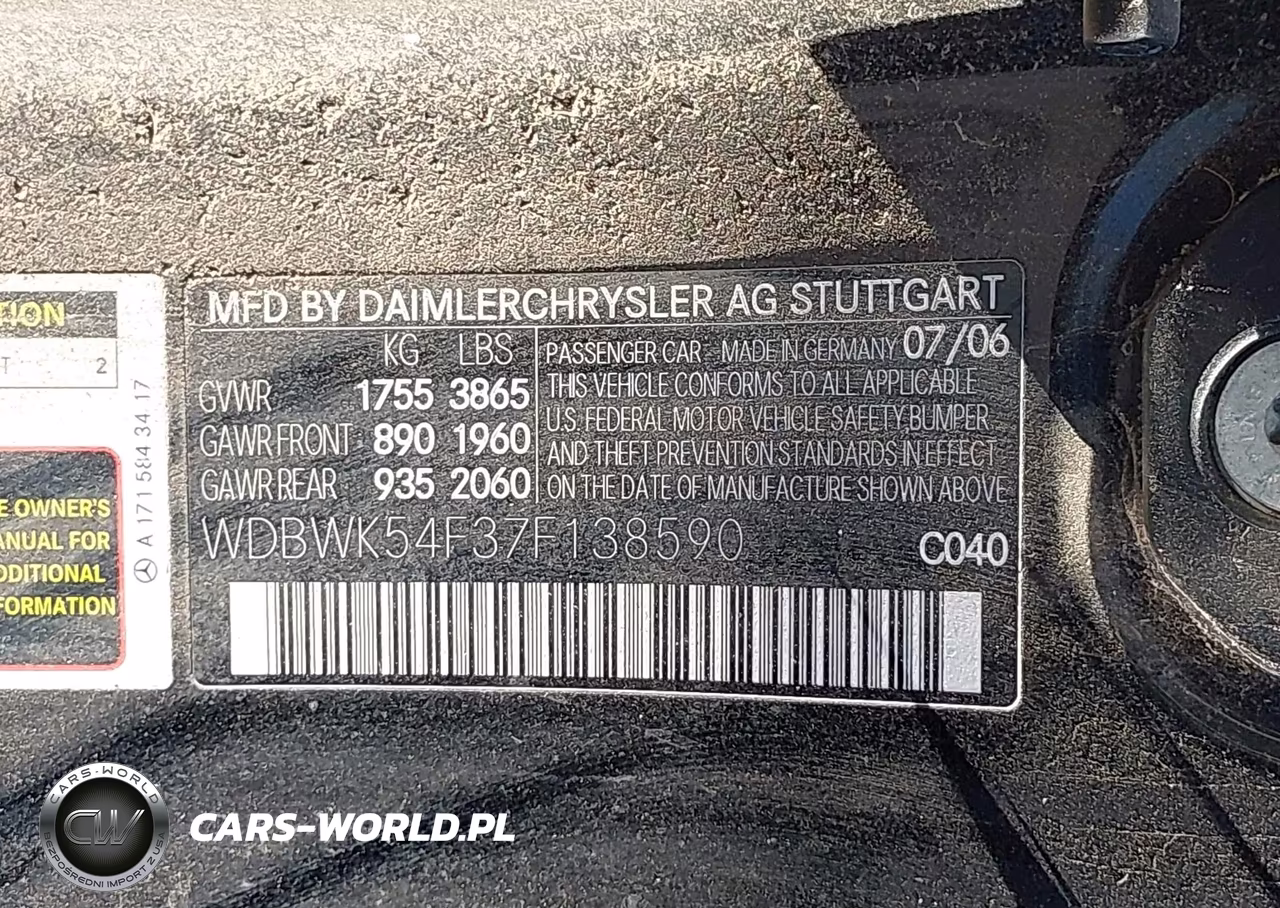 2007 Mercedes-Benz Slk 280 VIN:WDBWK54F37F138590 - 9