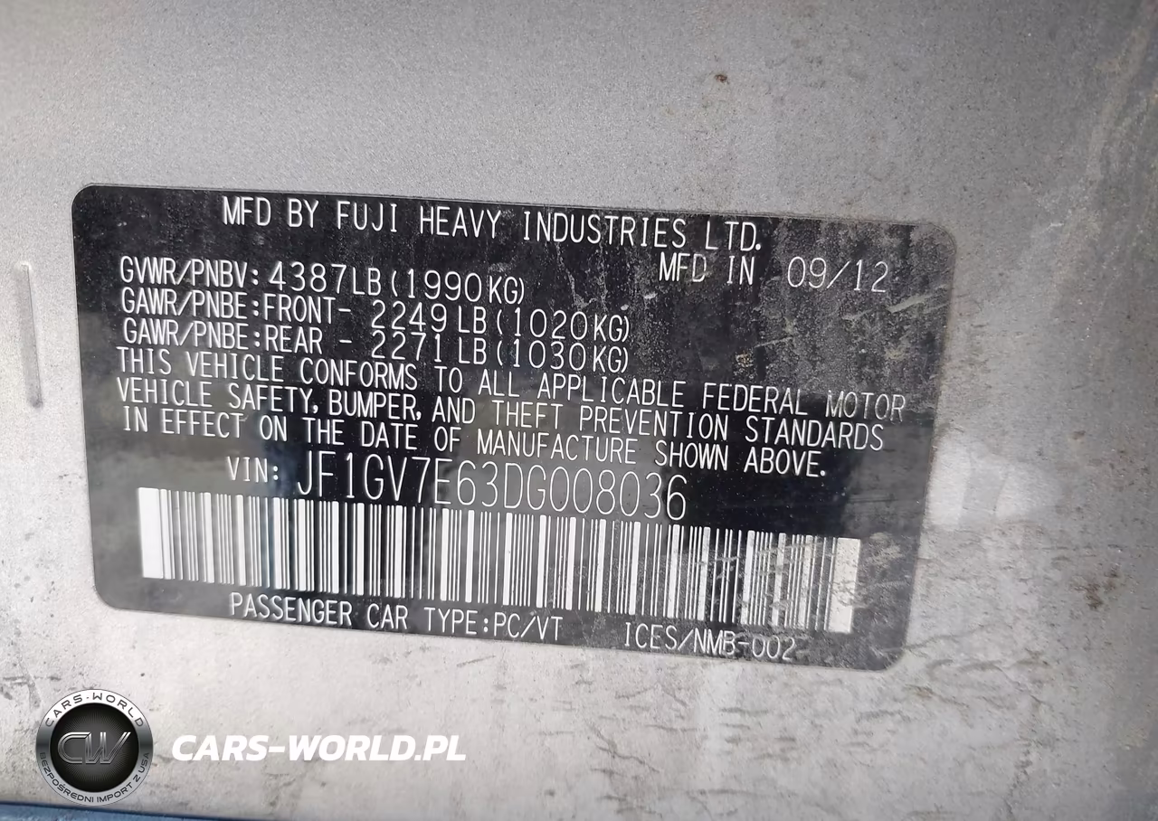 2013 Subaru Impreza Wrx VIN:JF1GV7E63DG008036 - 9