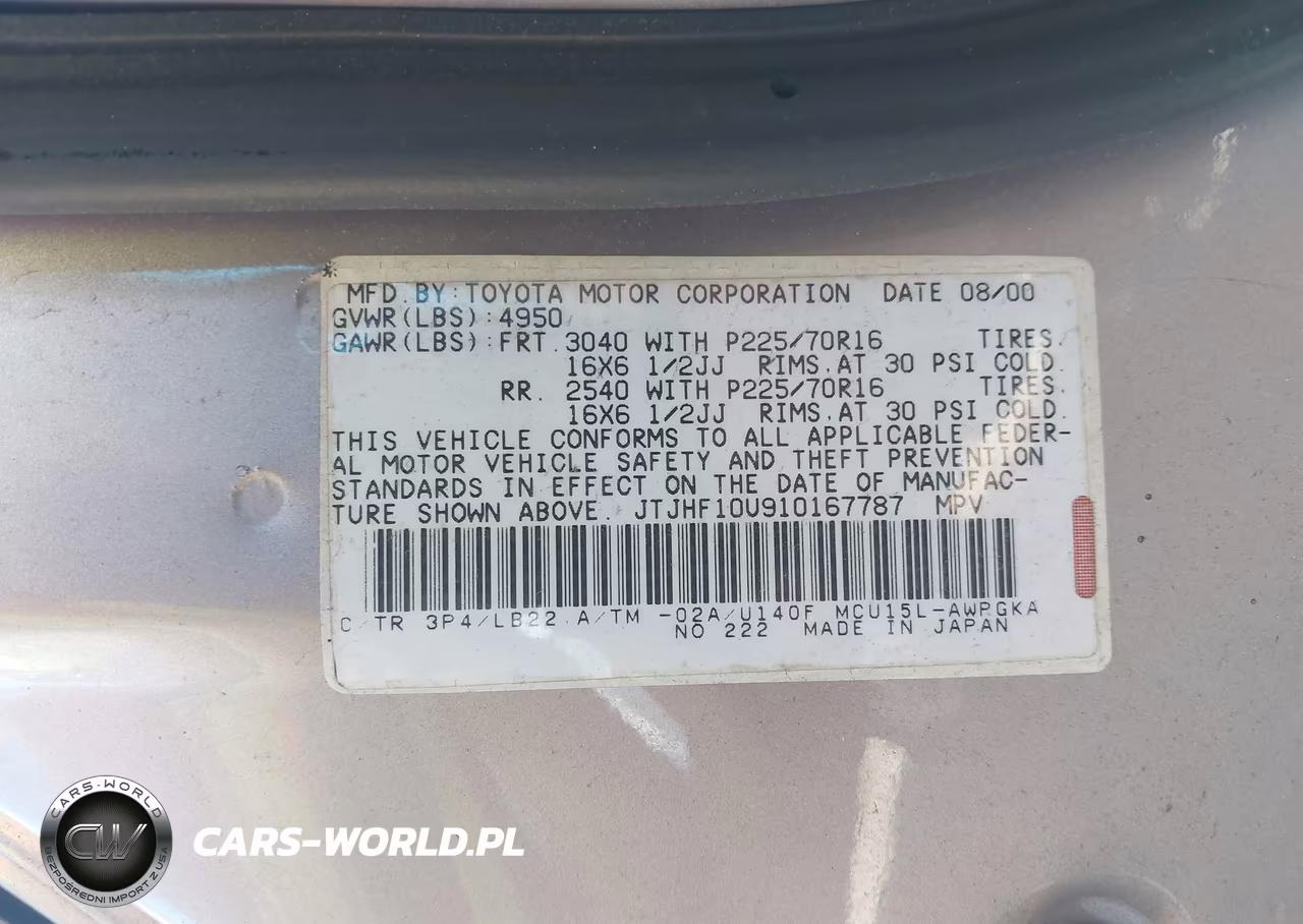 2001 LEXUS RX 300 VIN:JTJHF10U910167787 - 9