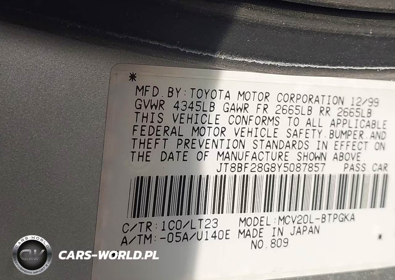 2000 Lexus Es 300 VIN:JT8BF28G8Y5087857 - 9