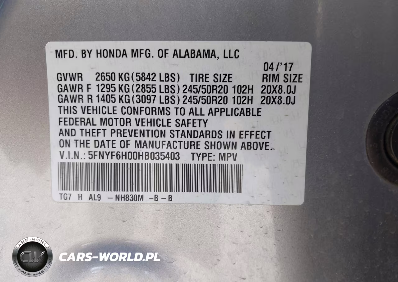 2017 Honda Pilot Elite VIN:5FNYF6H00HB035403 - 9
