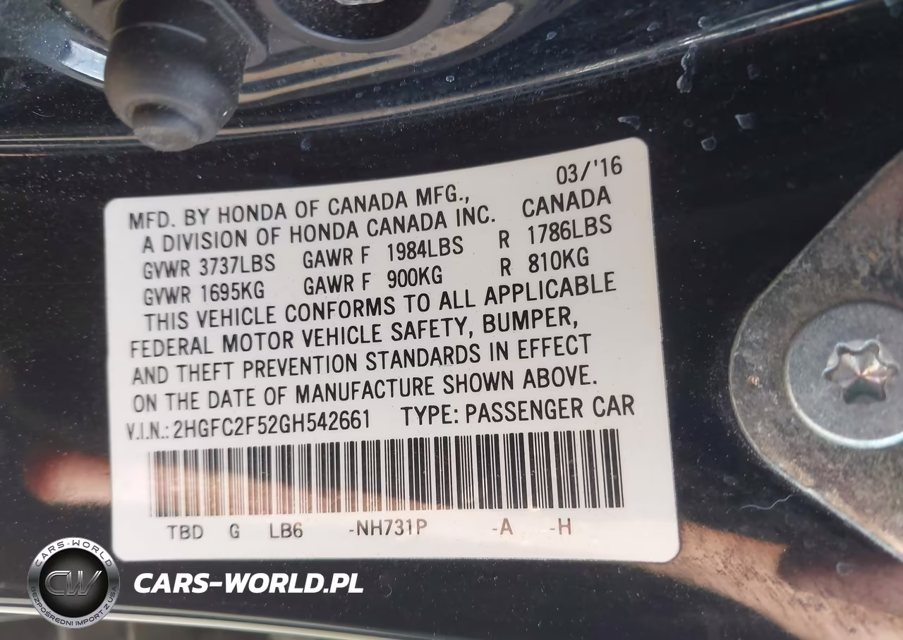 2016 Honda Civic Lx VIN:2HGFC2F52GH542661 - 9