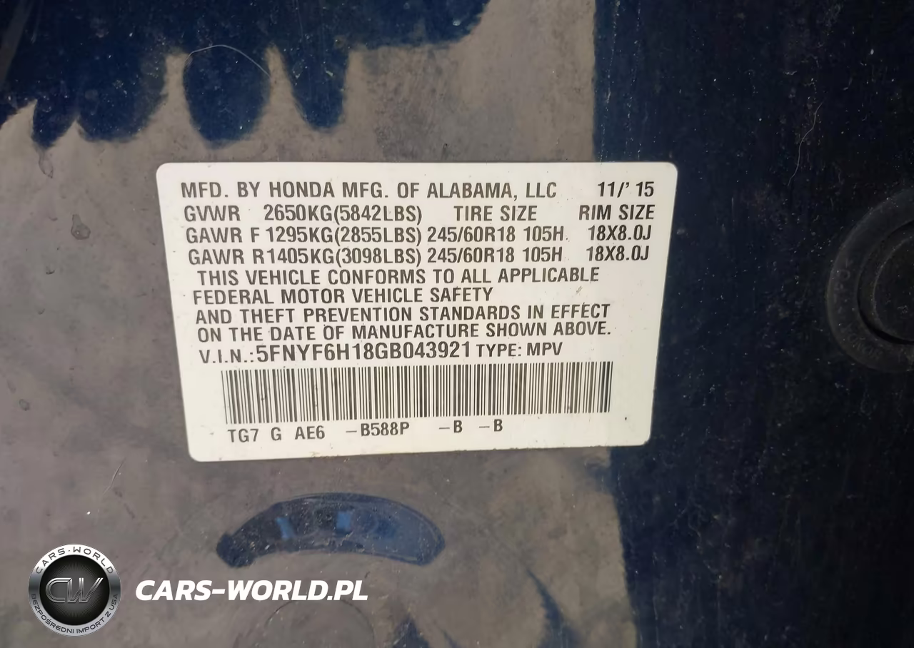 2016 Honda Pilot Lx VIN:5FNYF6H18GB043921 - 9