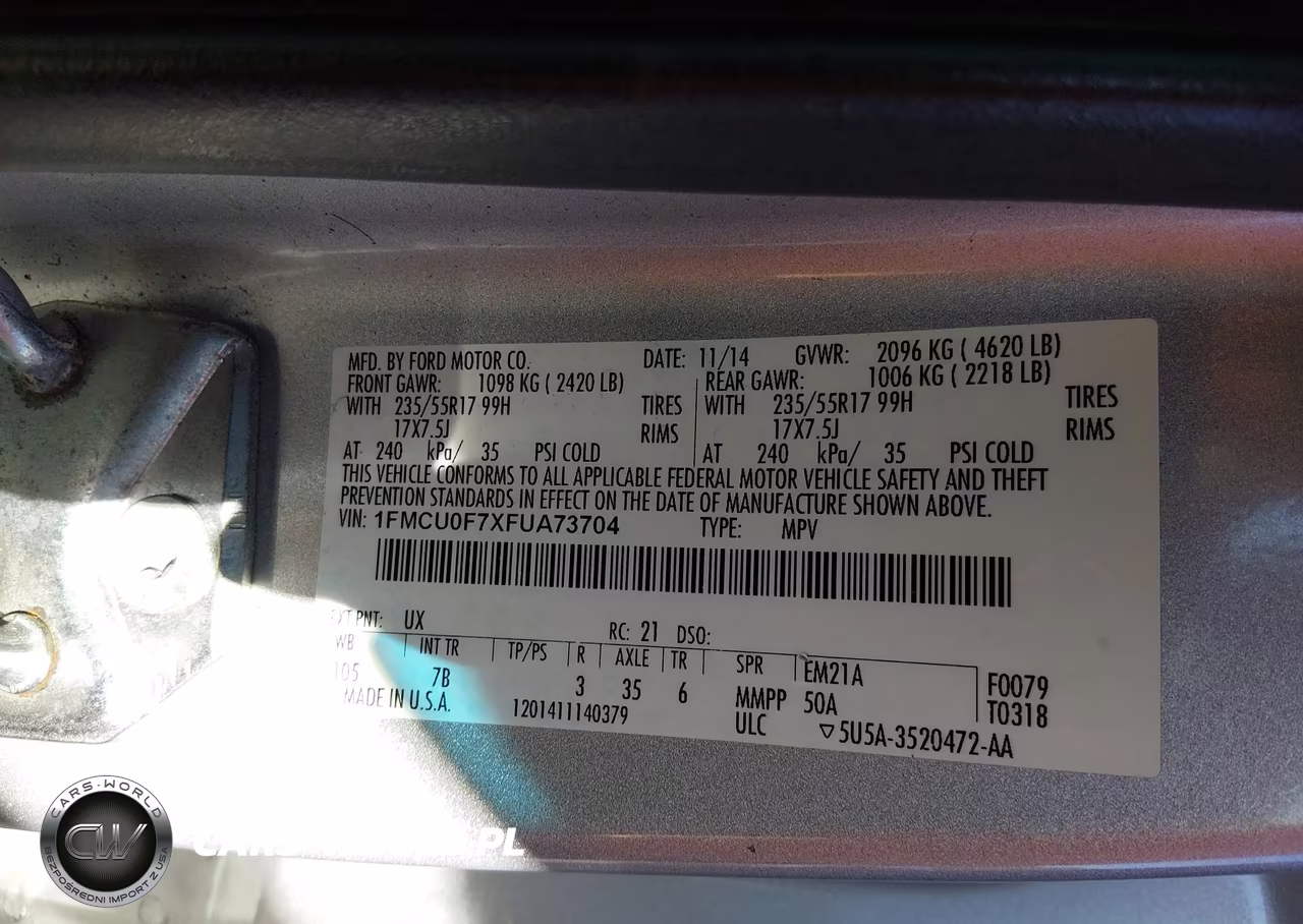 2015 Ford Escape S VIN:1FMCU0F7XFUA73704 - 9