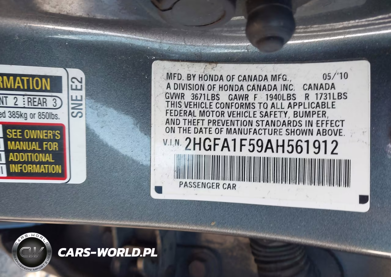 2010 Honda Civic Lx VIN:2HGFA1F59AH561912 - 9
