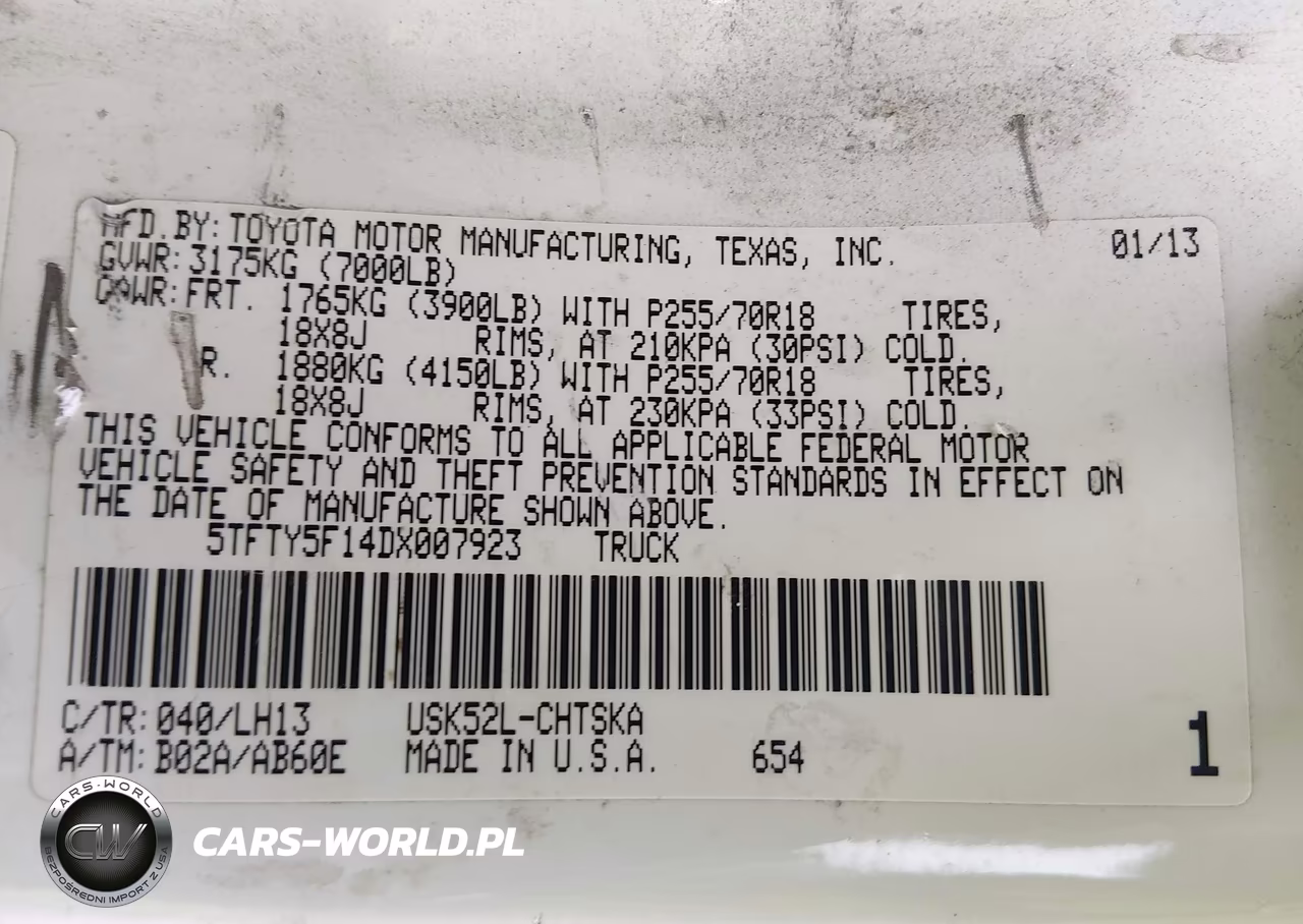 2013 Toyota Tundra Grade 5.7L V8 VIN:5TFTY5F14DX007923 - 9