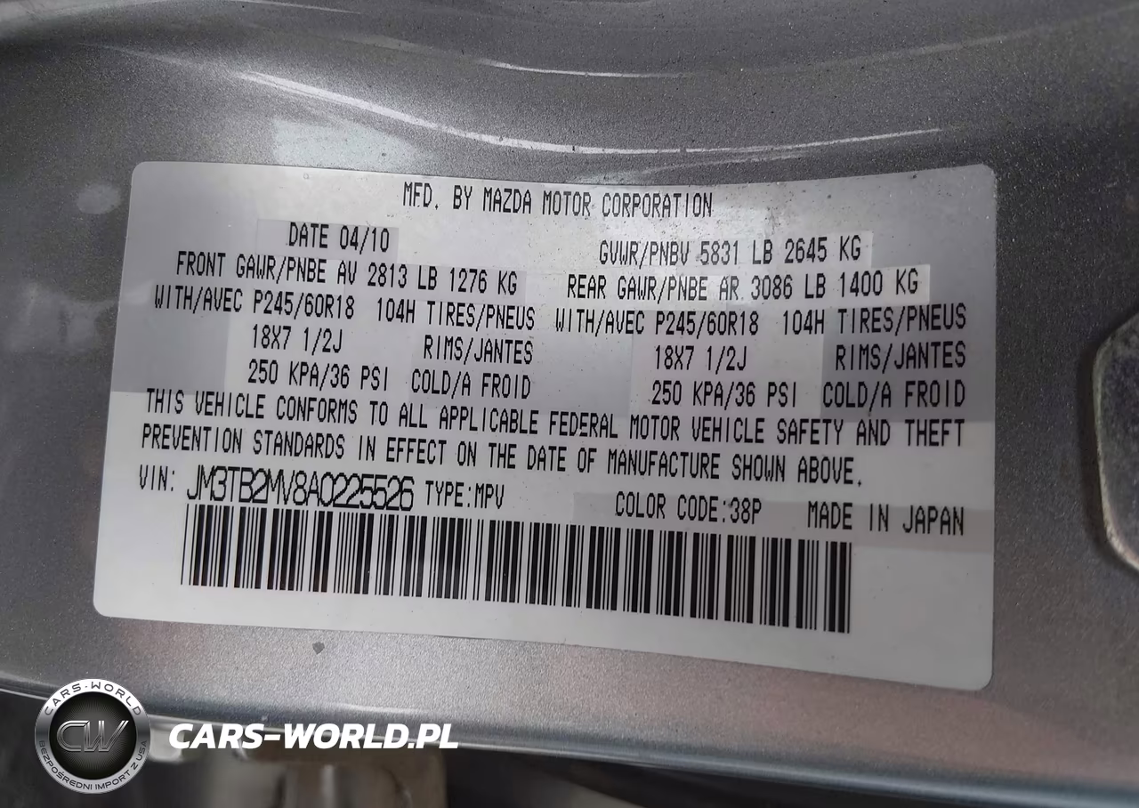 2010 Mazda Cx-9 Touring VIN:JM3TB2MV8A0225526 - 9
