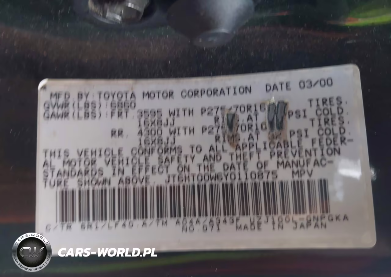 2000 Lexus Lx 470 VIN:JT6HT00W6Y0110875 - 9