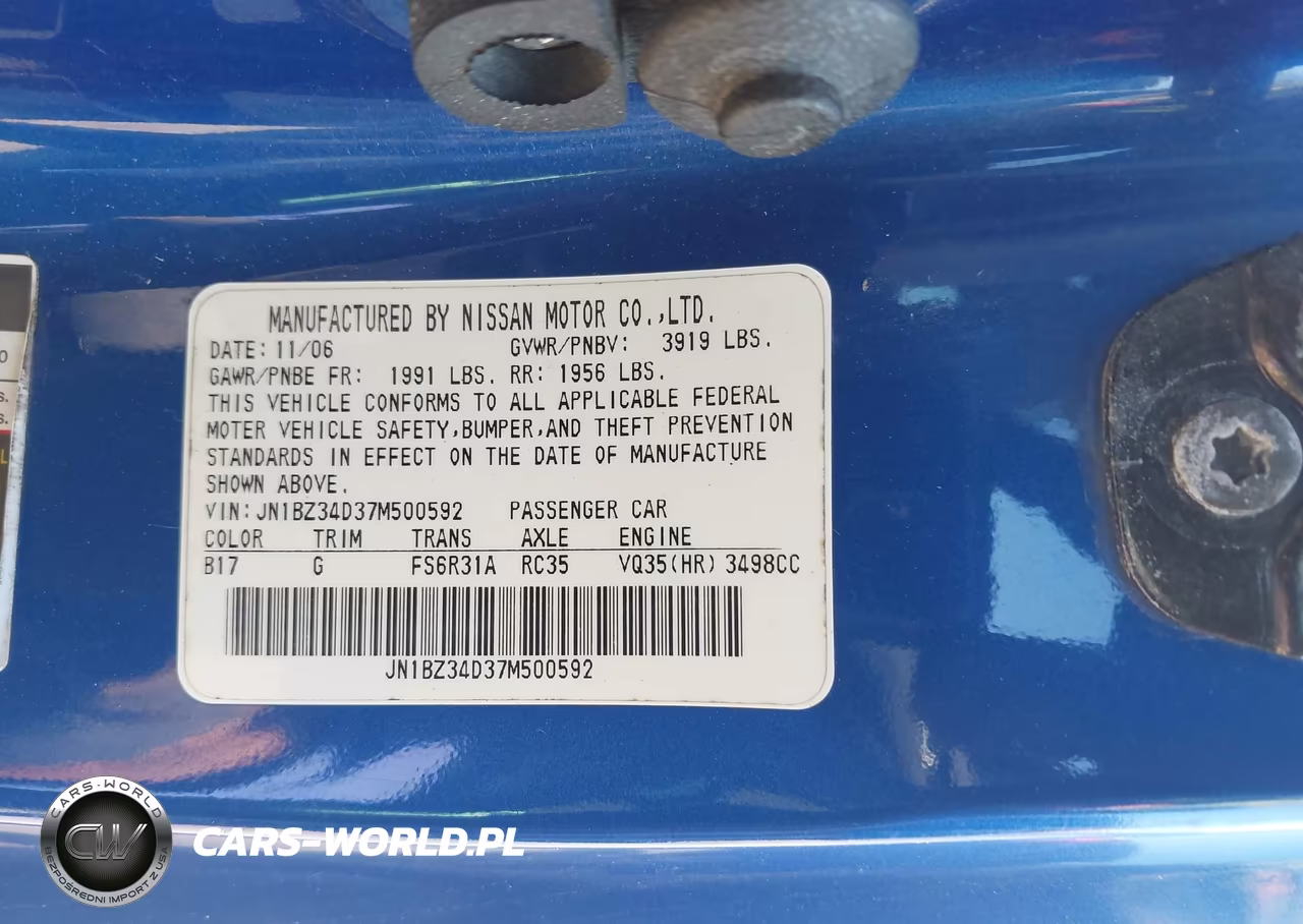 2007 Nissan 350Z VIN:JN1BZ34D37M500592 - 9