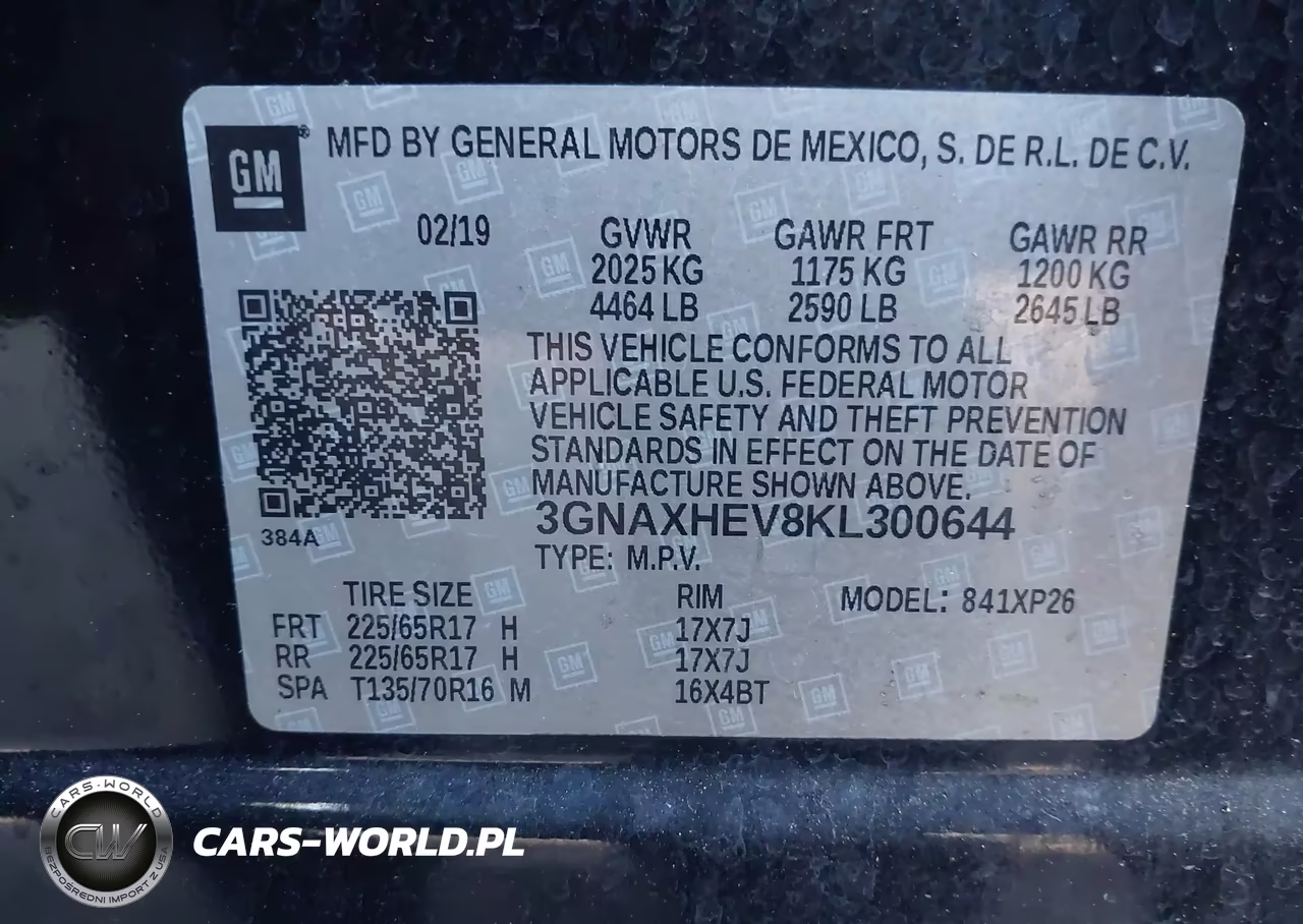 2019 Chevrolet Equinox Ls VIN:3GNAXHEV8KL300644 - 9