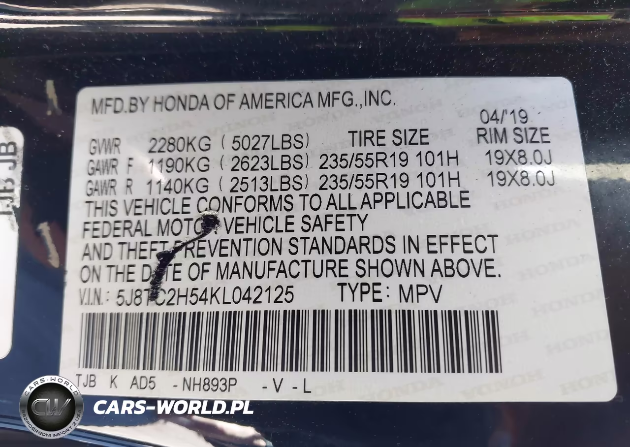 2019 Acura Rdx Technology Package VIN:5J8TC2H54KL042125 - 9
