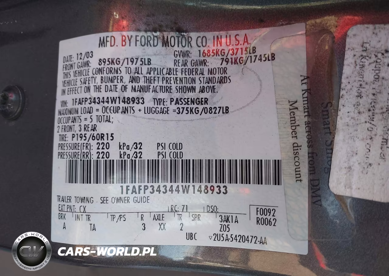 2004 Ford Focus Se VIN:1FAFP34344W148933 - 9