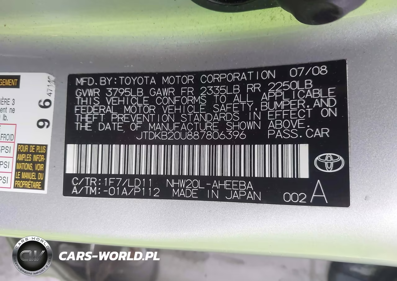 2008 Toyota Prius Touring VIN:JTDKB20U887806396 - 9