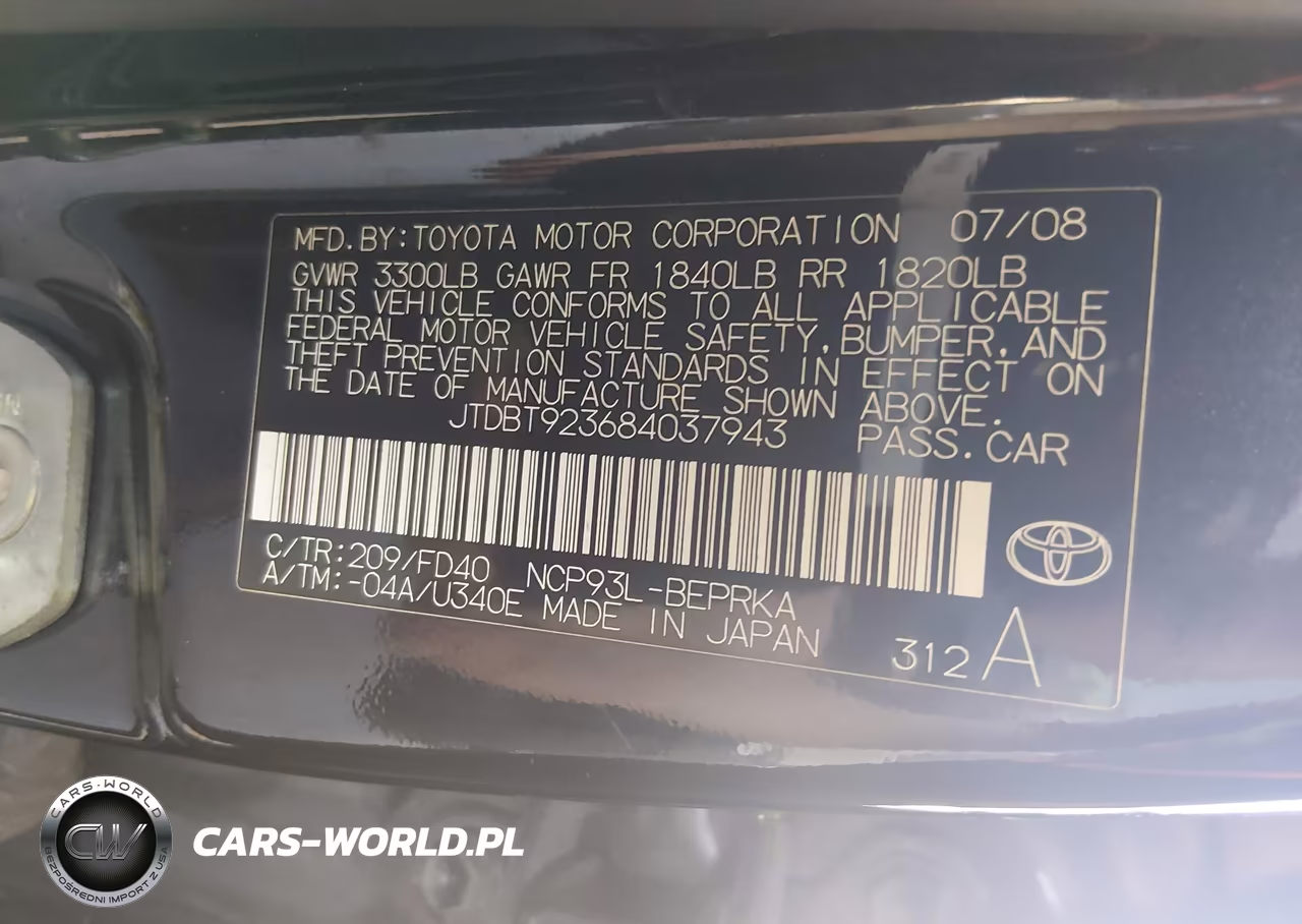 2008 Toyota Yaris VIN:JTDBT923684037943 - 9