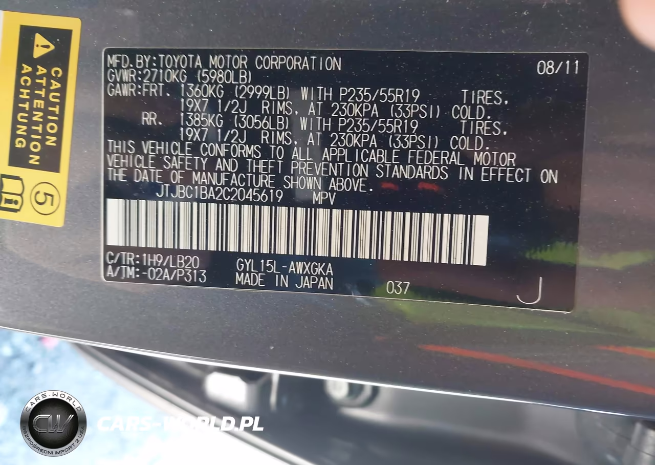 2012 Lexus Rx 450H VIN:JTJBC1BA2C2045619 - 9