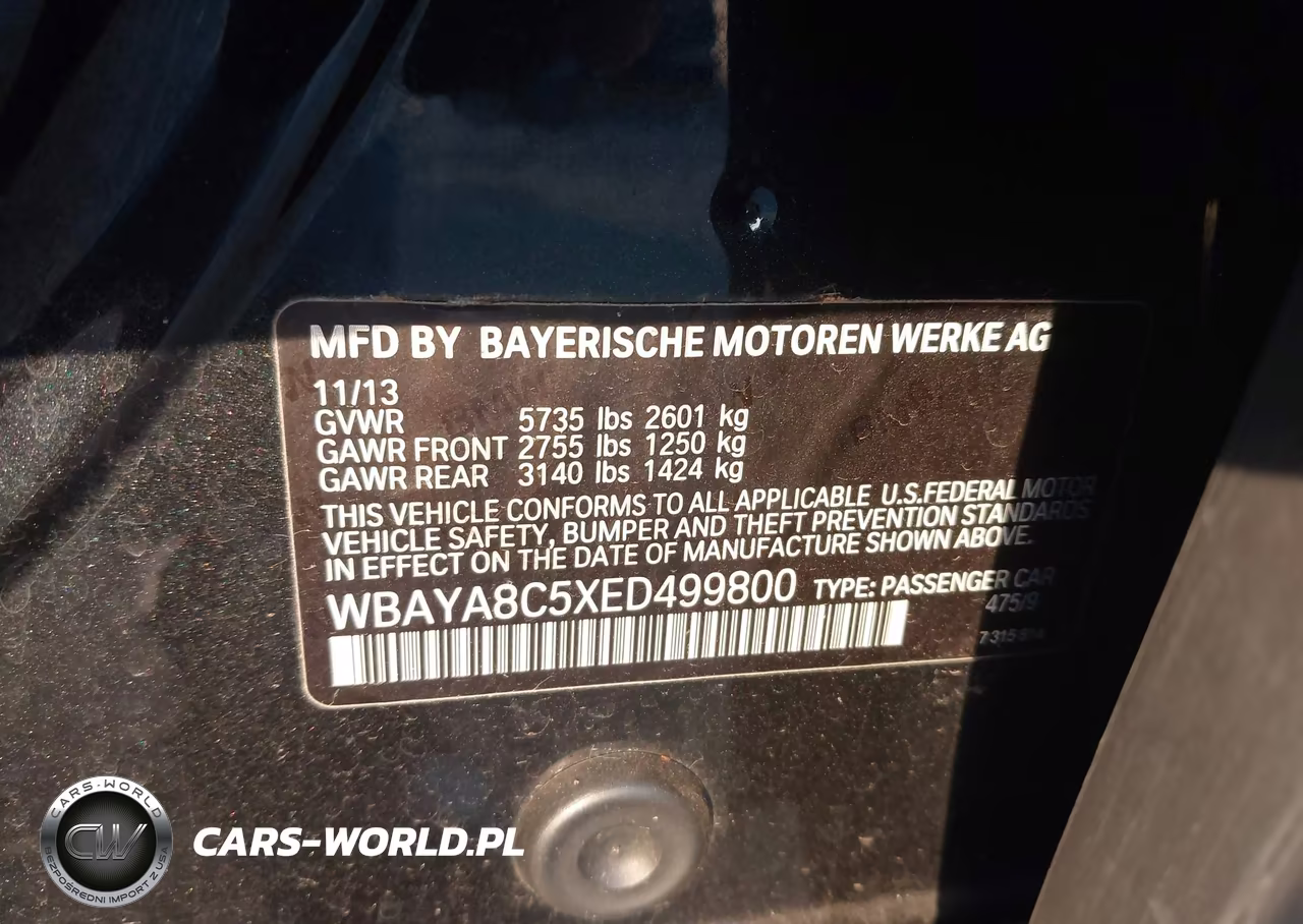 2014 BMW 750I VIN:WBAYA8C5XED499800 - 9
