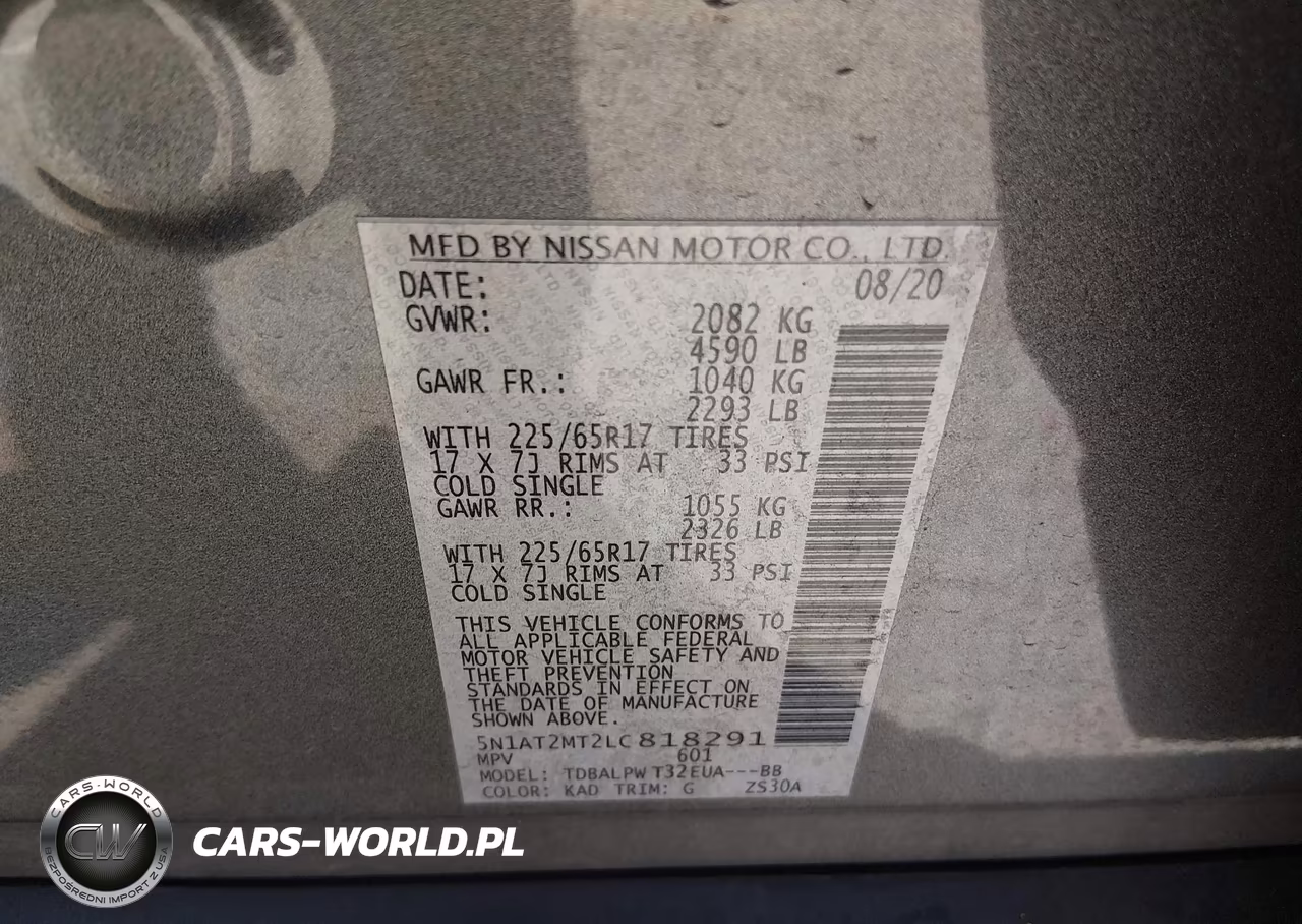 2020 Nissan Rogue S Fwd VIN:5N1AT2MT2LC818291 - 9