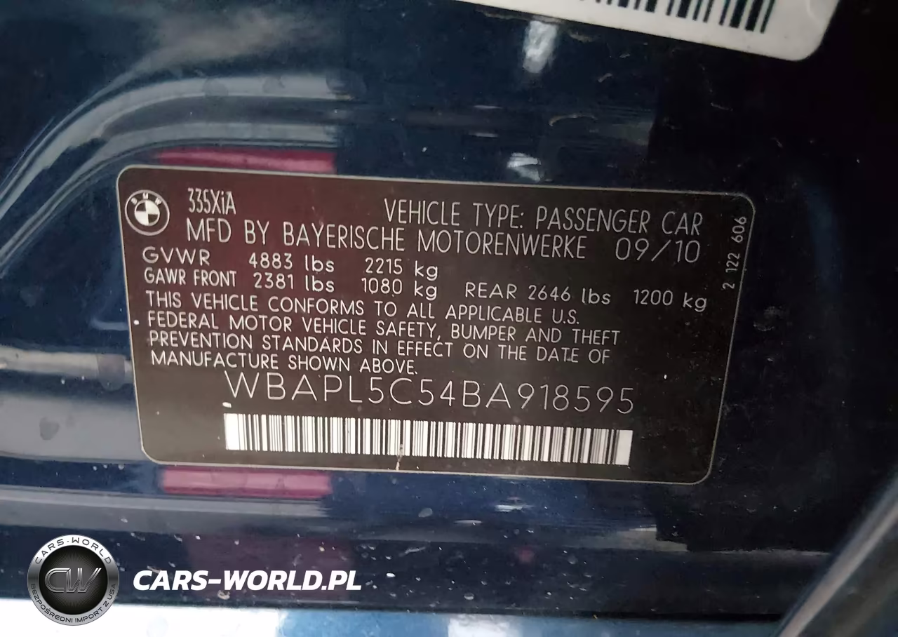 2011 BMW 335I xDrive VIN:WBAPL5C54BA918595 - 9