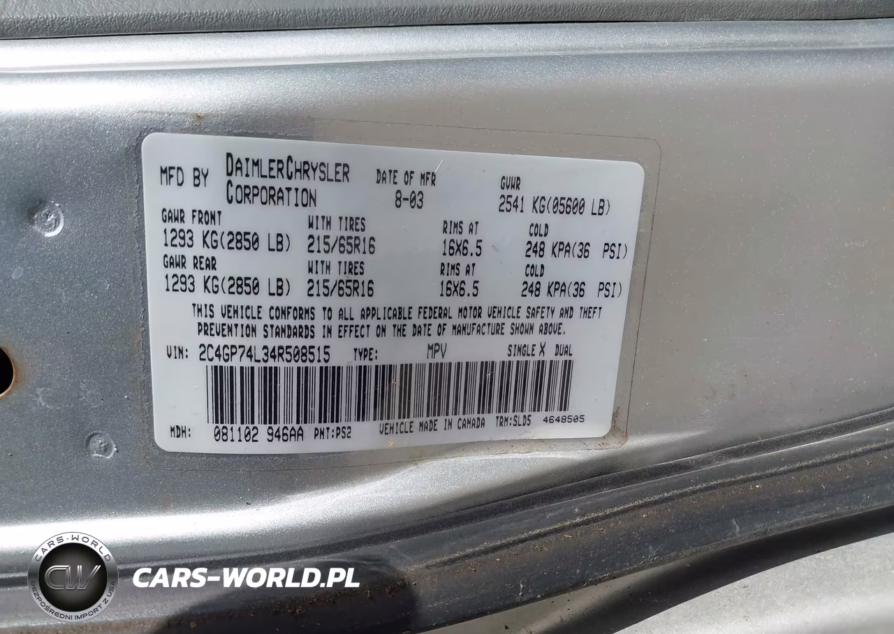 2004 Chrysler Town & Country Ex VIN:2C4GP74L34R508515 - 9