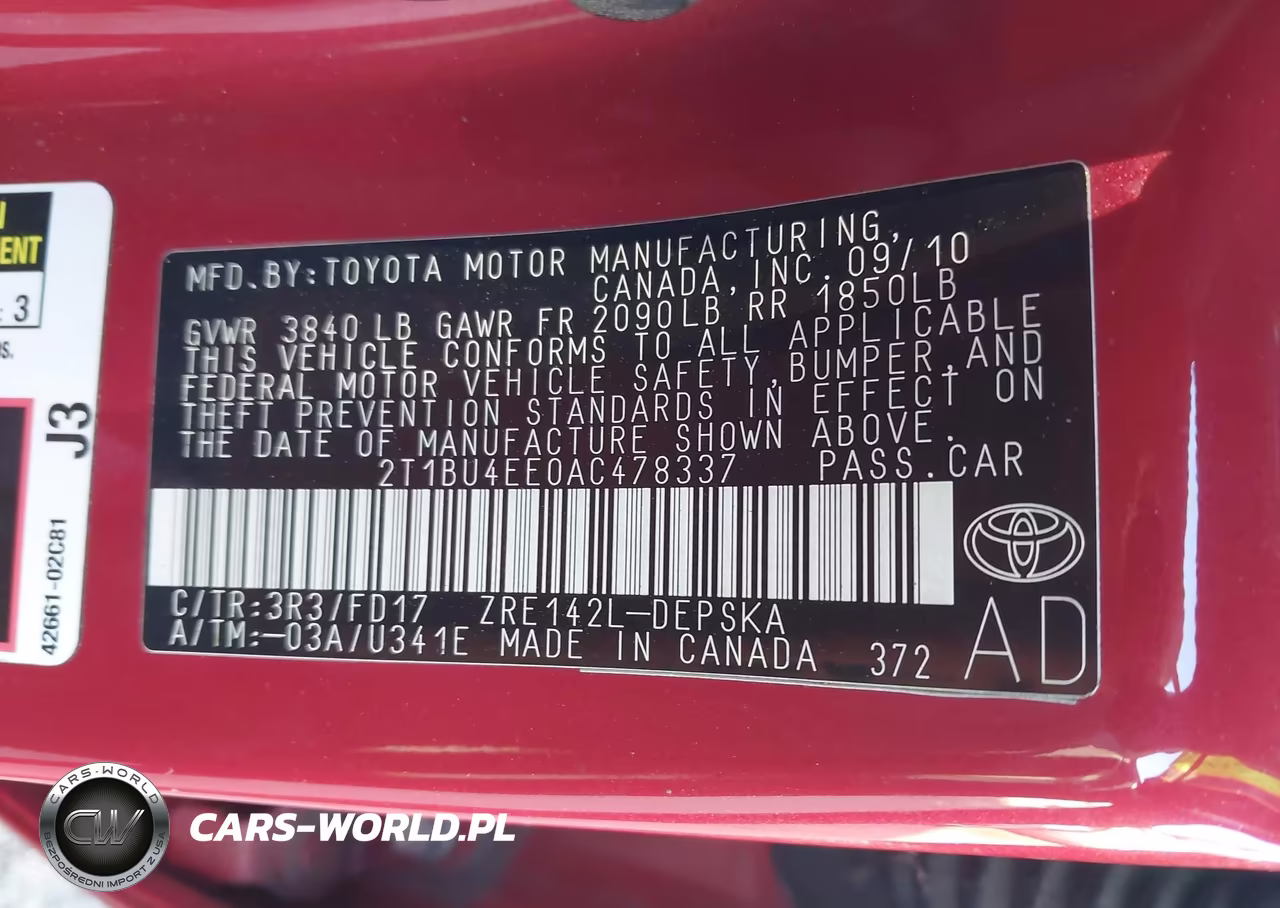 2010 Toyota Corolla S VIN:2T1BU4EE0AC478337 - 9