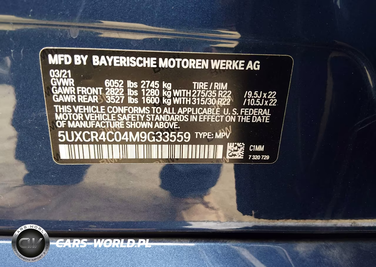 2021 BMW X5 Sdrive40I VIN:5UXCR4C04M9G33559 - 9