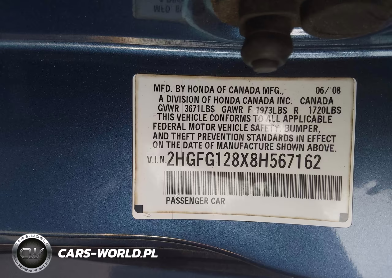 2008 Honda Civic Ex VIN:2HGFG128X8H567162 - 9