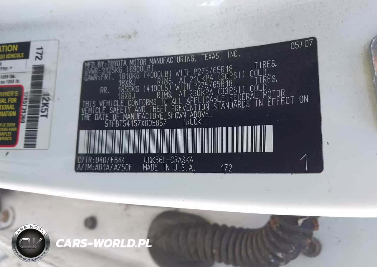 2007 Toyota Tundra Sr5 4.7L V8 VIN:5TFBT54157X005857 - 9