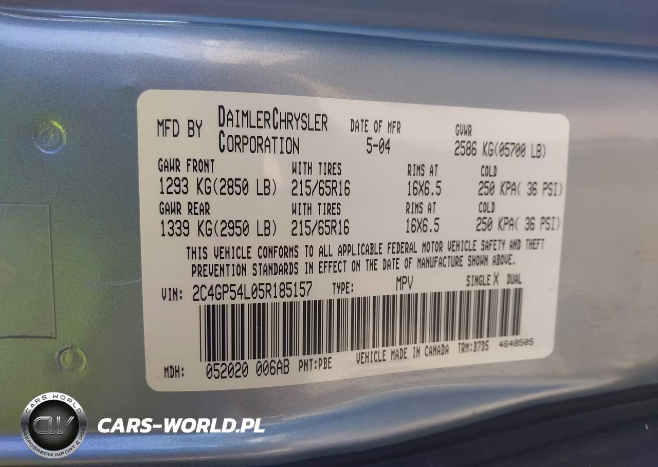 2005 Chrysler Town & Country Touring VIN:2C4GP54L05R185157 - 9