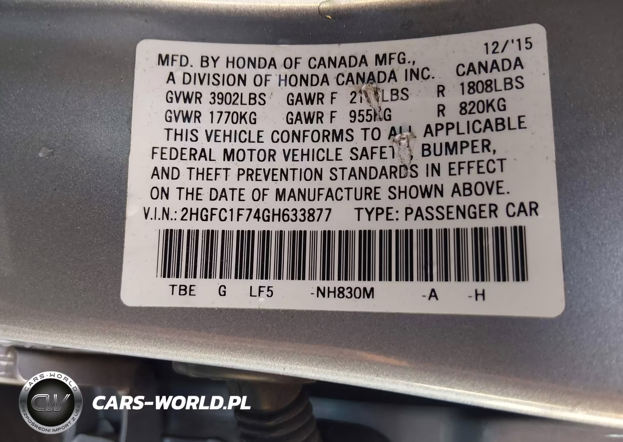 2016 Honda Civic Ex-L VIN:2HGFC1F74GH633877 - 17