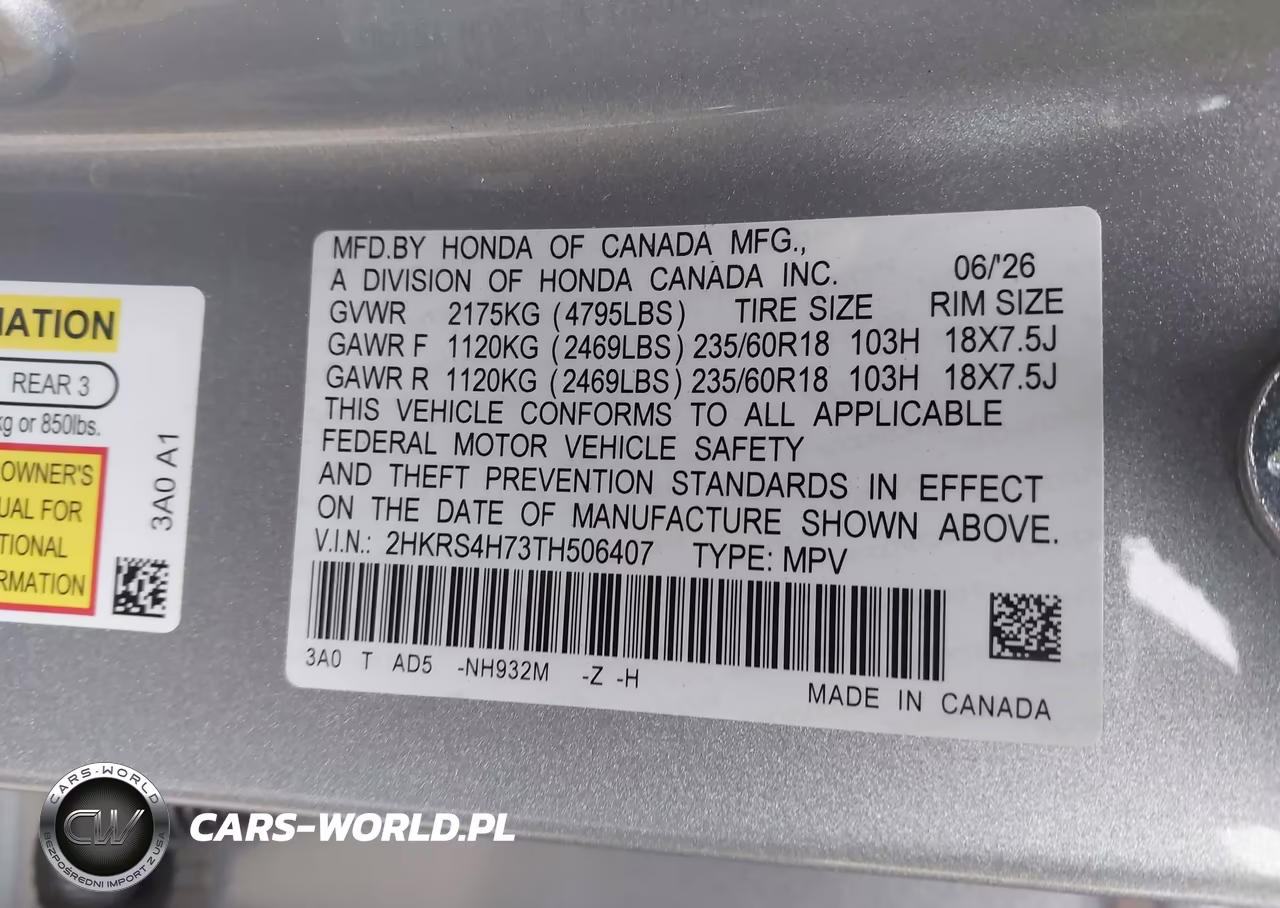 2026 Honda Cr-V Ex-L Awd VIN:2HKRS4H73TH506407 - 9