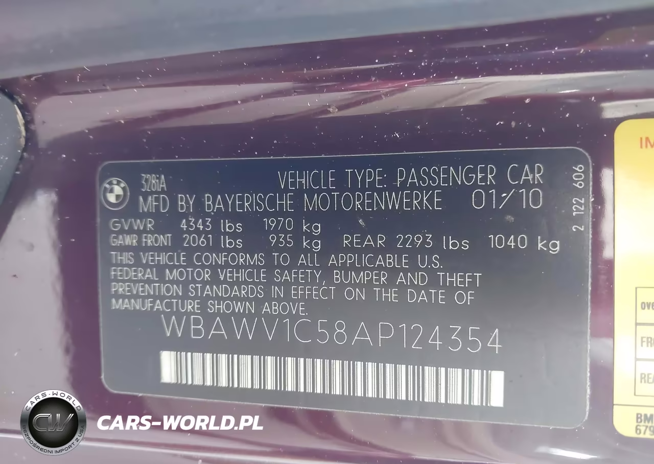 2010 BMW 328I VIN:WBAWV1C58AP124354 - 9