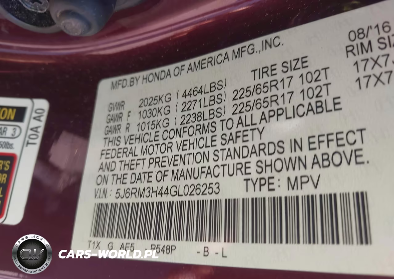 2016 Honda Cr-V Se VIN:5J6RM3H44GL026253 - 9