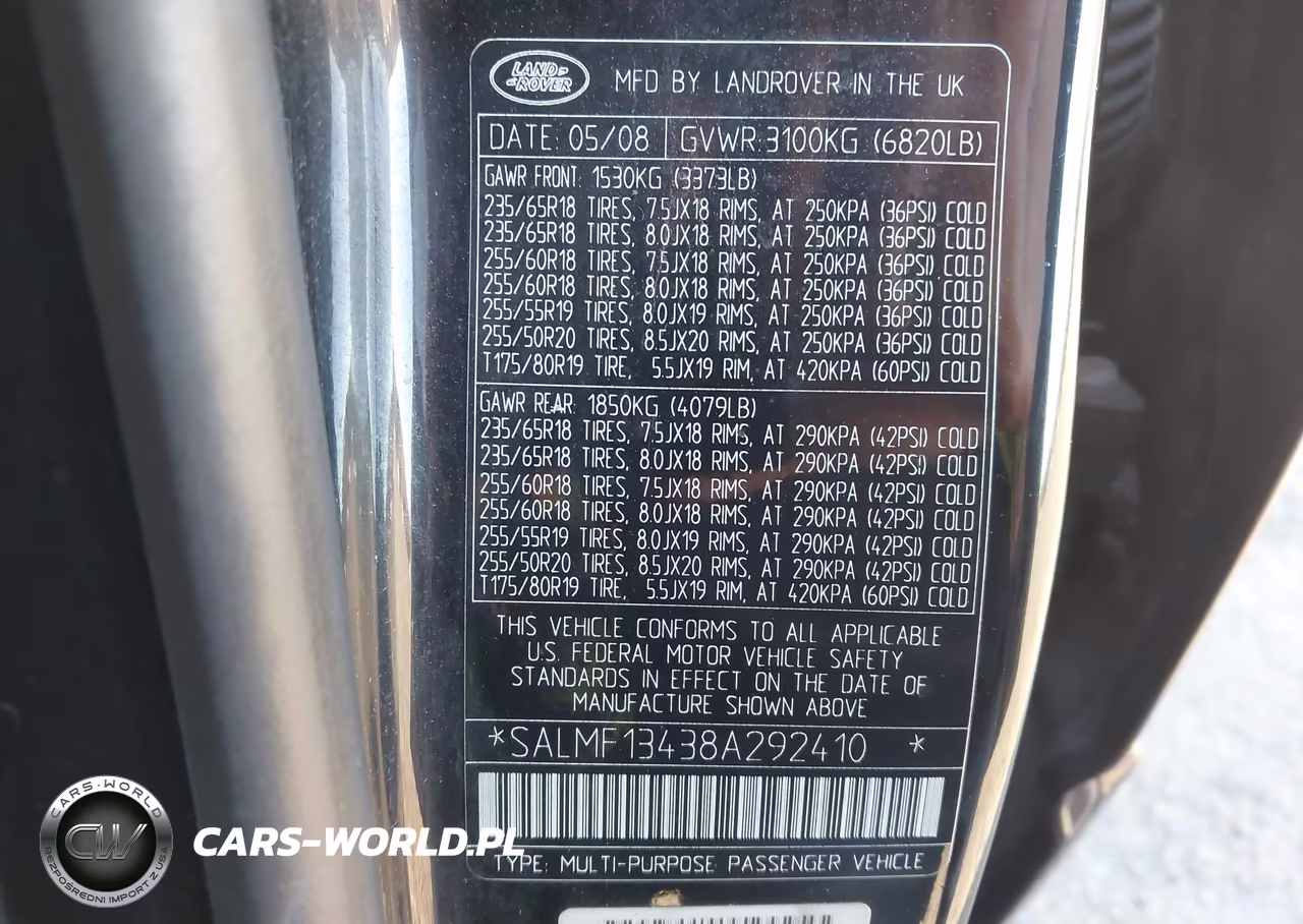 2008 Land Rover Range Rover Supercharged VIN:SALMF13438A292410 - 9
