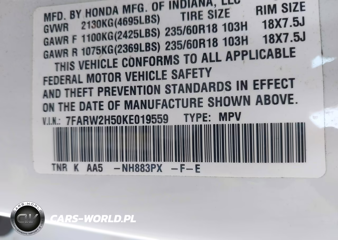 2019 Honda Cr-V Ex VIN:7FARW2H50KE019559 - 9